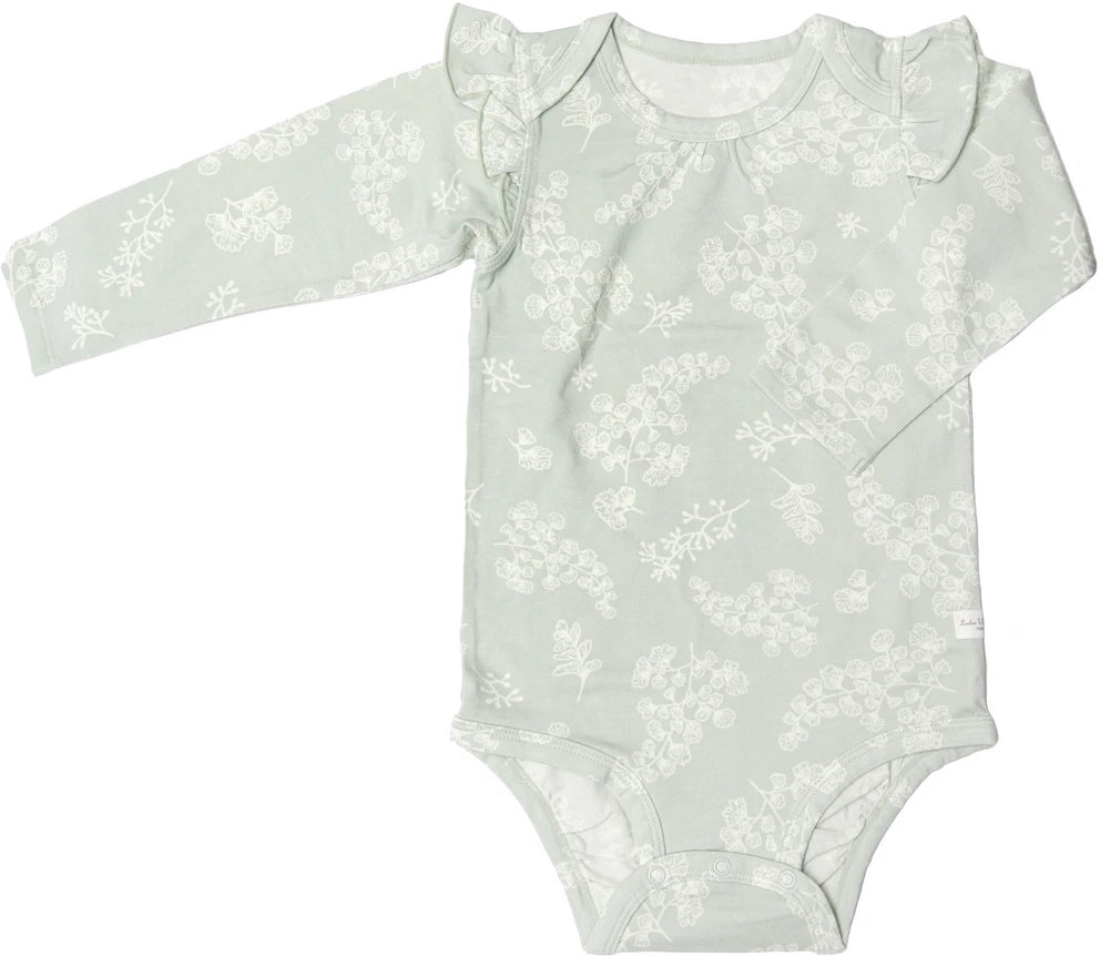 Loulou Lollipop Long Sleeve Bodysuit in TENCEL - Fern (0-3 M)