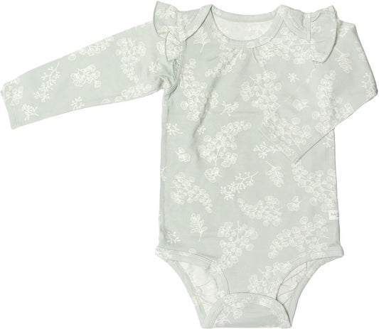 Loulou Lollipop Long Sleeve Bodysuit in TENCEL - Fern (0-3 M)