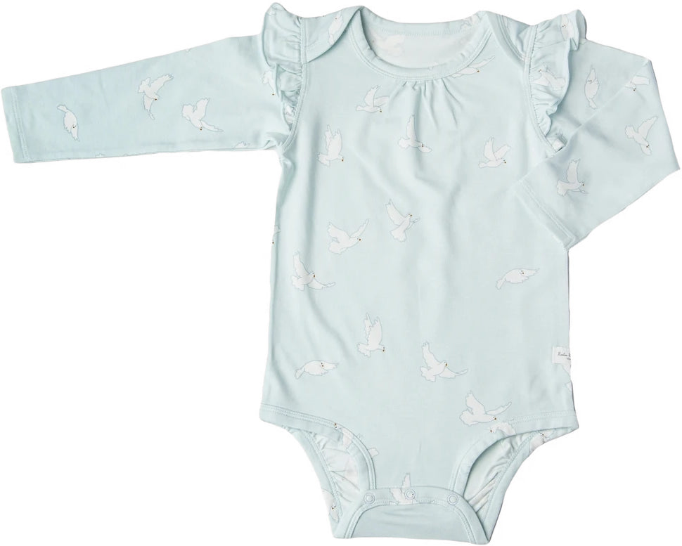 Loulou Lollipop Long Sleeve Bodysuit in TENCEL - Peace Dove (3-6 M)