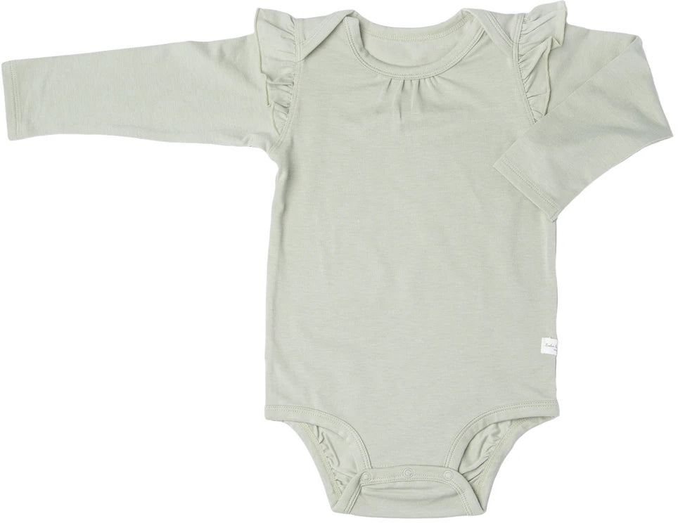 Loulou Lollipop Long Sleeve Bodysuit in TENCEL - Sage (0-3 M)