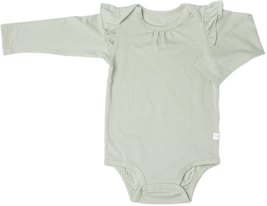 Loulou Lollipop Long Sleeve Bodysuit in TENCEL - Sage (6-12 M)