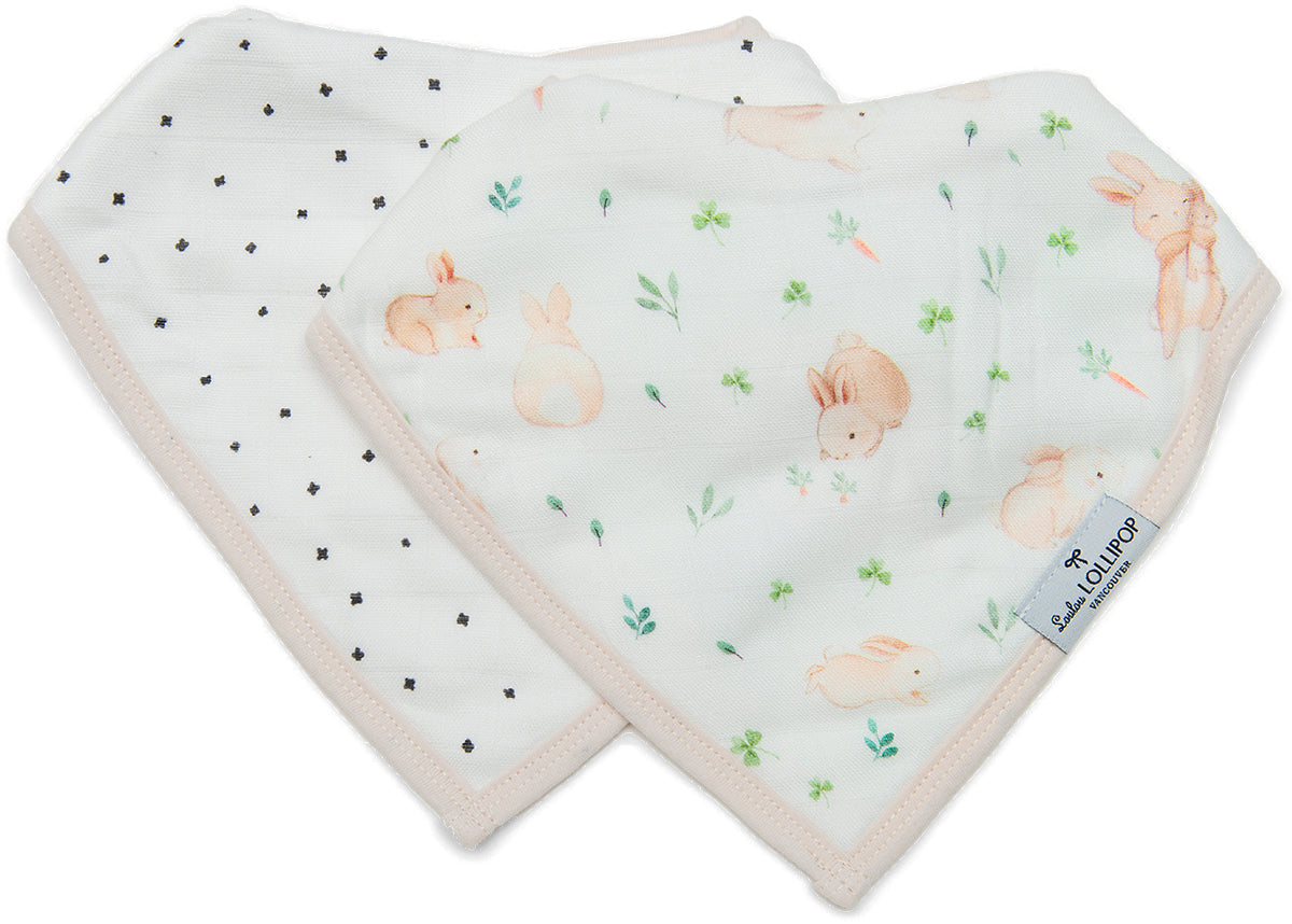 Loulou Lollipop Luxe Muslin Bandana Bib Set - Bunny Meadow