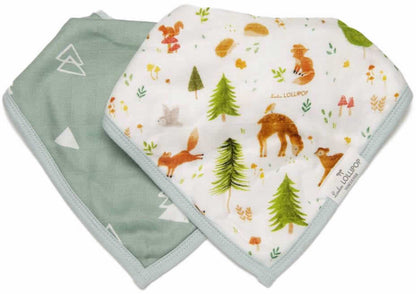 Loulou Lollipop Luxe Muslin Bandana Bib Set - Forest Friends