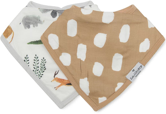 Loulou Lollipop Luxe Muslin Bandana Bib Set - Safari Jungle