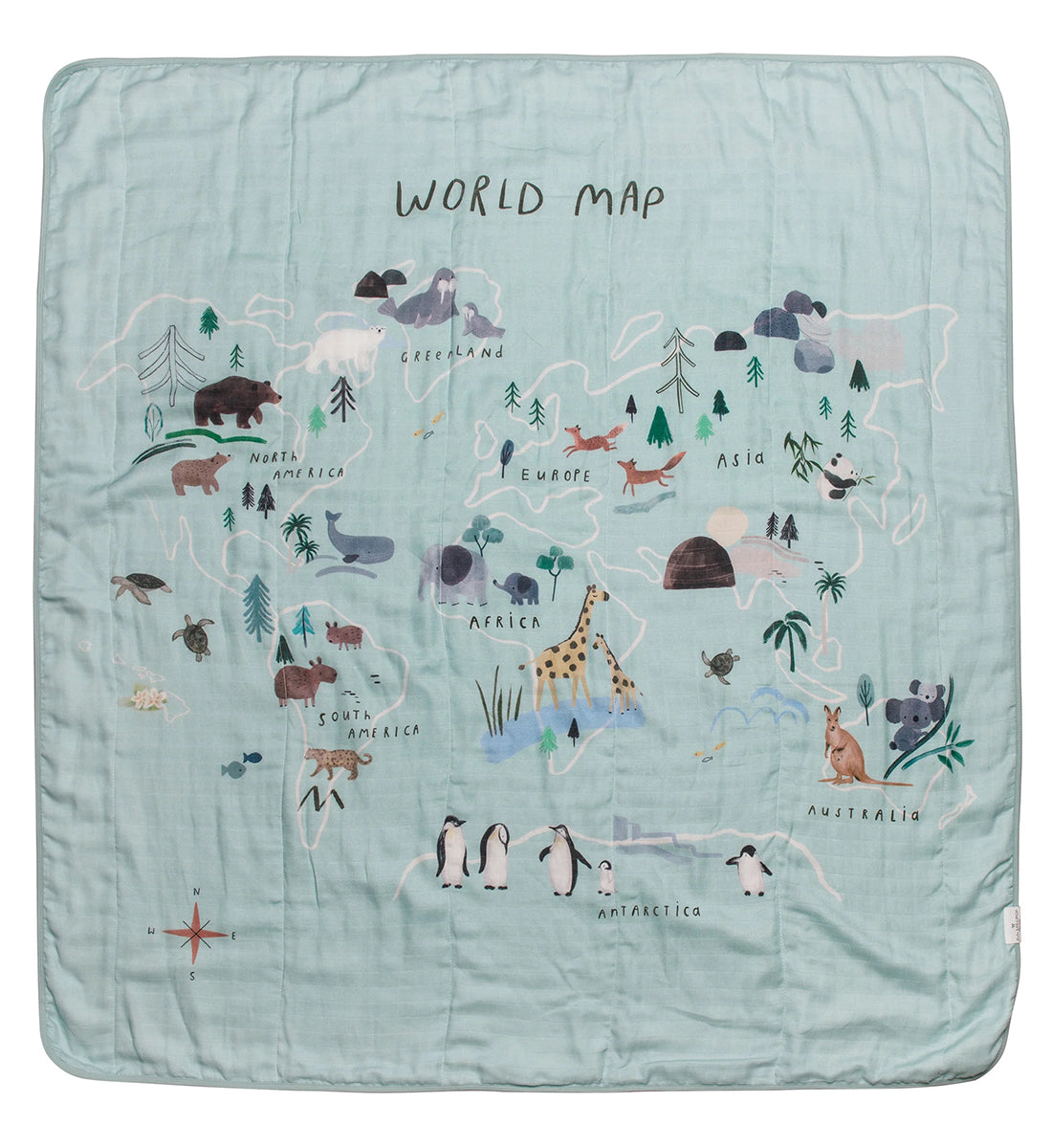 Loulou Lollipop Muslin Quilt - World Map