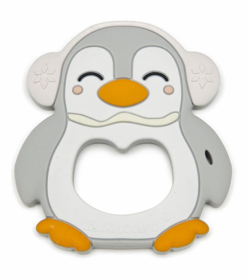 Loulou Lollipop Silicone Teether - Peguin/Grey