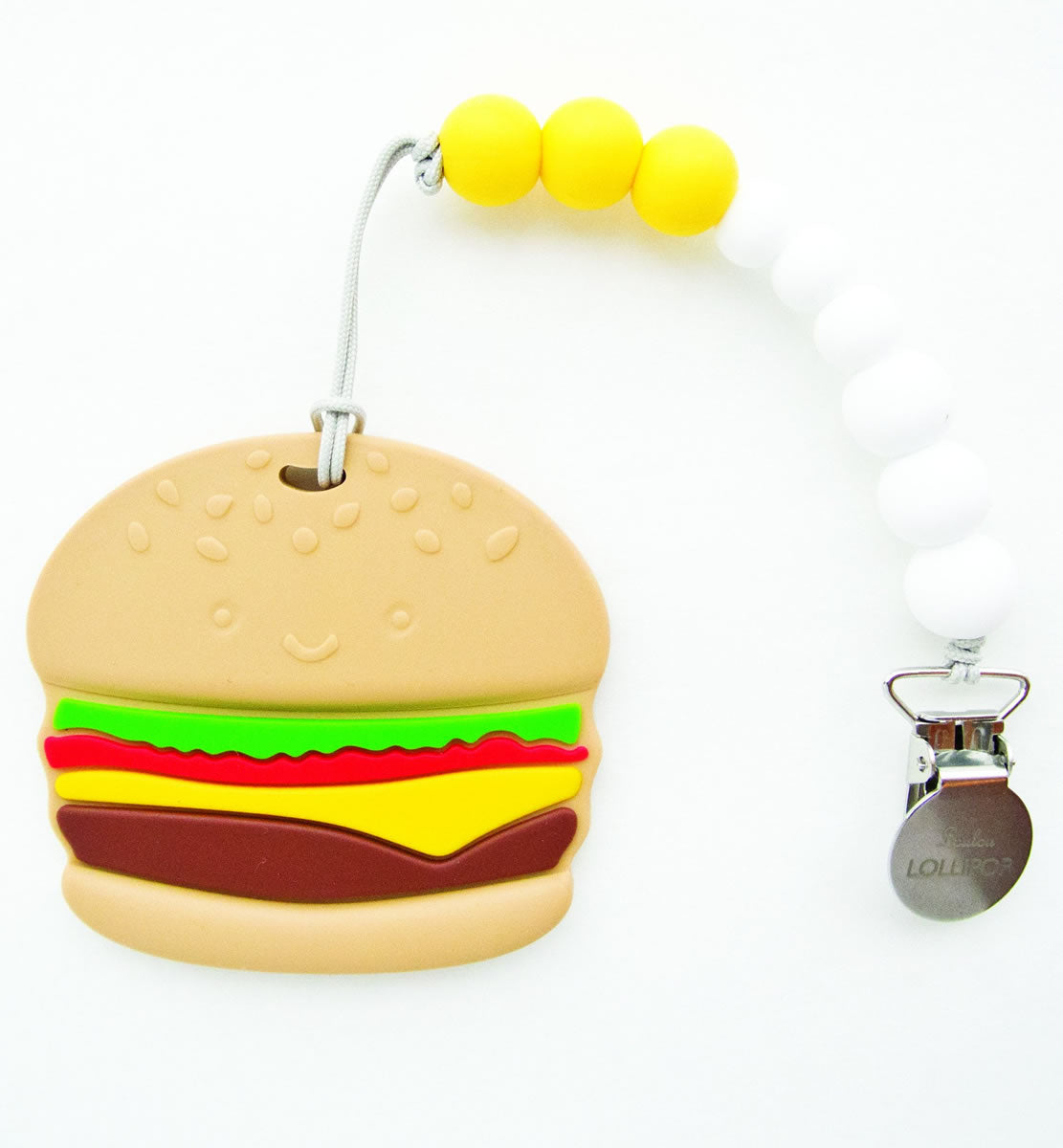 Loulou Lollipop Silicone Teether with Clip - Burger