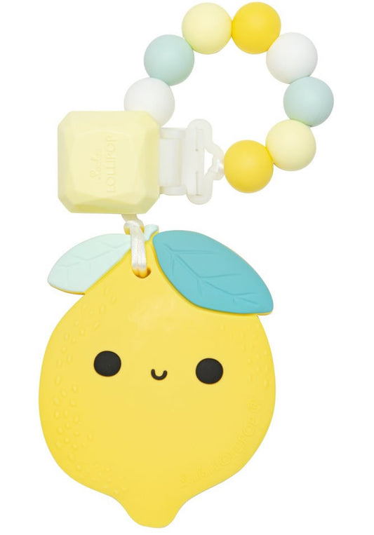 Loulou Lollipop Silicone Teether with Clip - Lemon