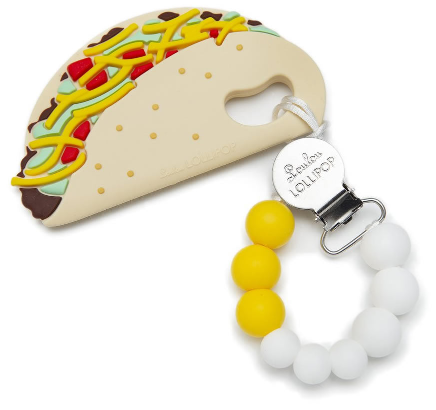 Loulou Lollipop Silicone Teether with Clip - Taco