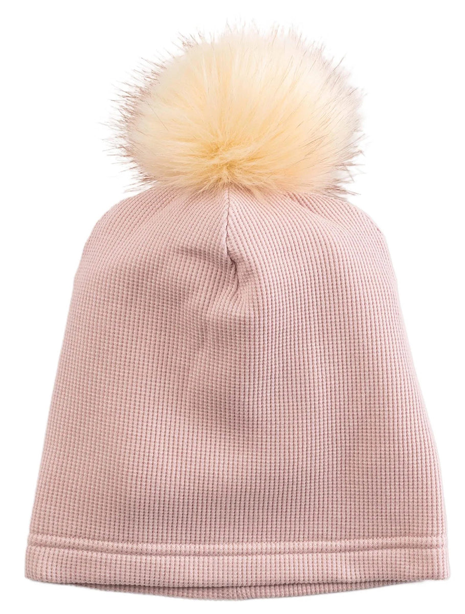 Loulou Lollipop Waffle Pom Pom Hat, 12-24 Months - Blush Pink