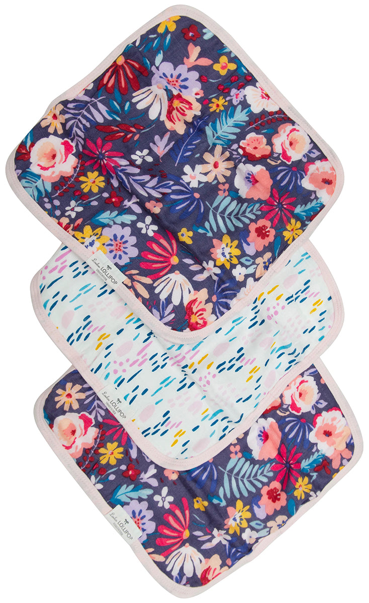 Loulou Lollipop Washcloth 3-Piece Set - Dark Field Floral