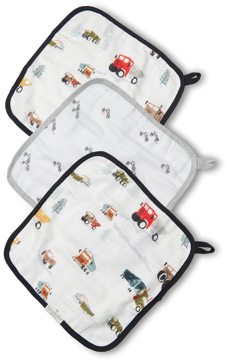 Loulou Lollipop Washcloth 3-Piece Set - Happy Trucks