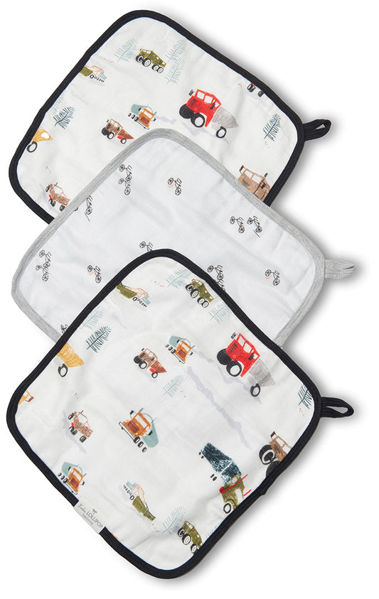 Loulou Lollipop Washcloth 3-Piece Set - Happy Trucks