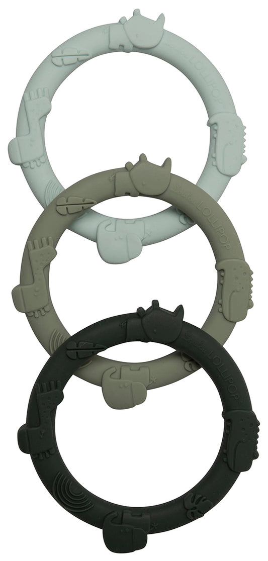 Loulou Lollipop Wild Teething Ring Set - Sage Green