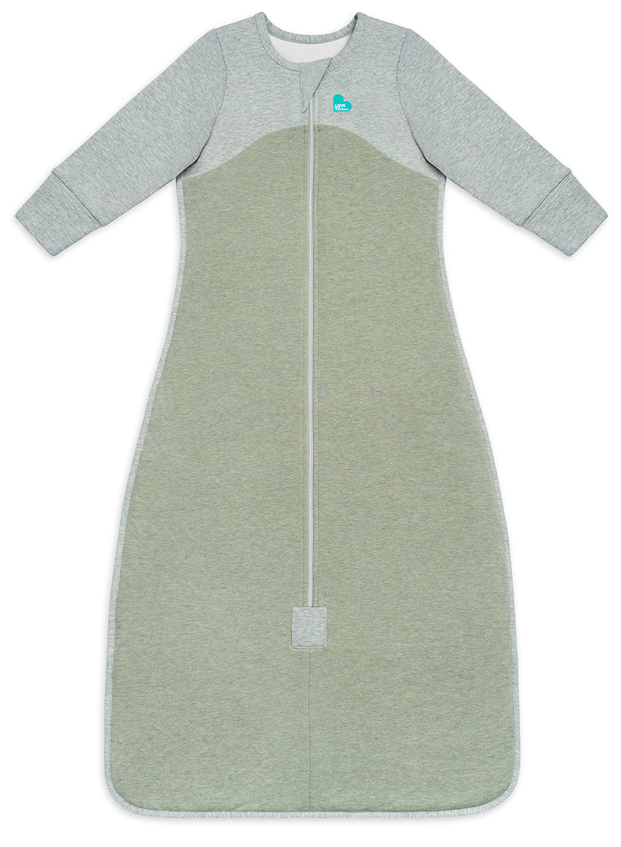 Love To Dream Long Sleeve Sleep Bag Organic Cotton Fleece Mild, 18-36 M - Olive Marl