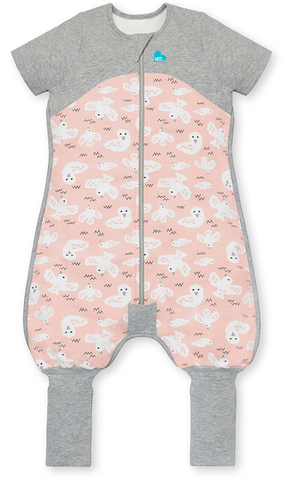 Love To Dream Short Sleeve Sleep Suit Organic Cotton Mild, 12-24 M - Doves Dusty Pink