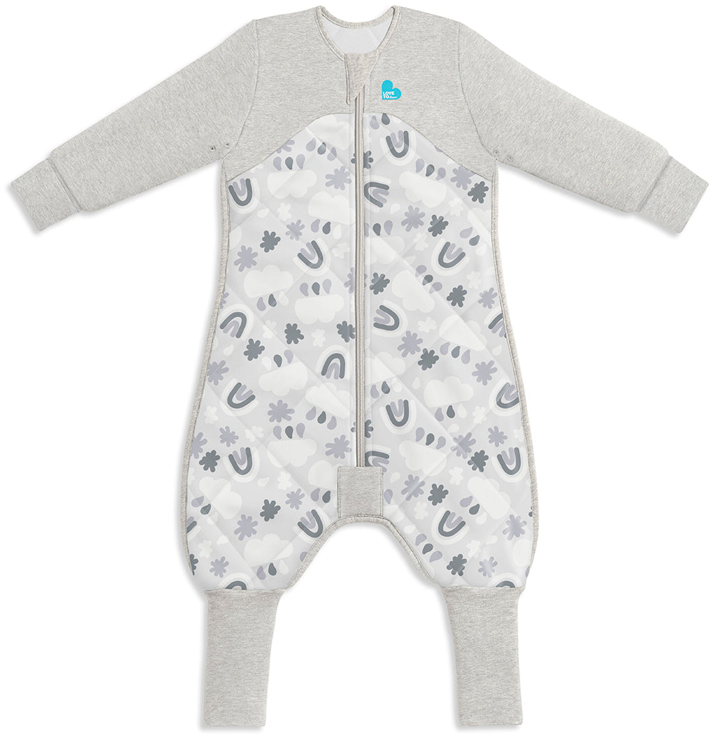 Love To Dream Sleep Suit Quilted Organic Cotton/Merino Wool 2.5 TOG, 12-24 M - Rain to Rainbow Grey