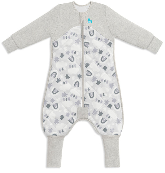 Love To Dream Sleep Suit Quilted Organic Cotton/Merino Wool 2.5 TOG, 6-12 M - Rain to Rainbow Grey