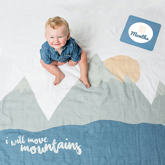 Lulujo Baby's First Year Blanket & Cards Set - I Will Move Mountains