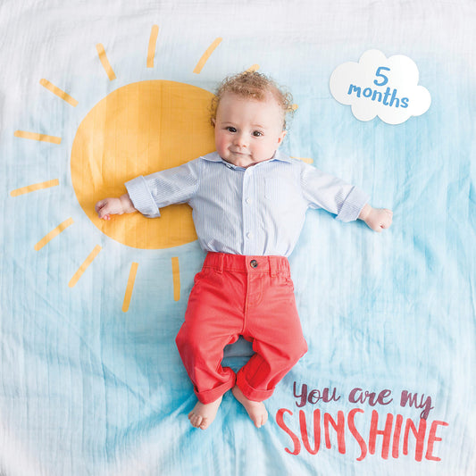 Lulujo Baby's First Year Blanket & Cards Set - You Are My Sunshine