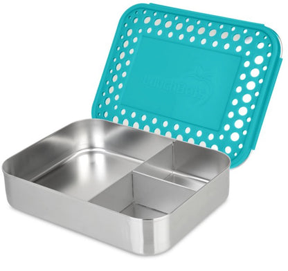 LunchBots Large Trio Bento 3 Compartment Lunch Box - Aqua Dots