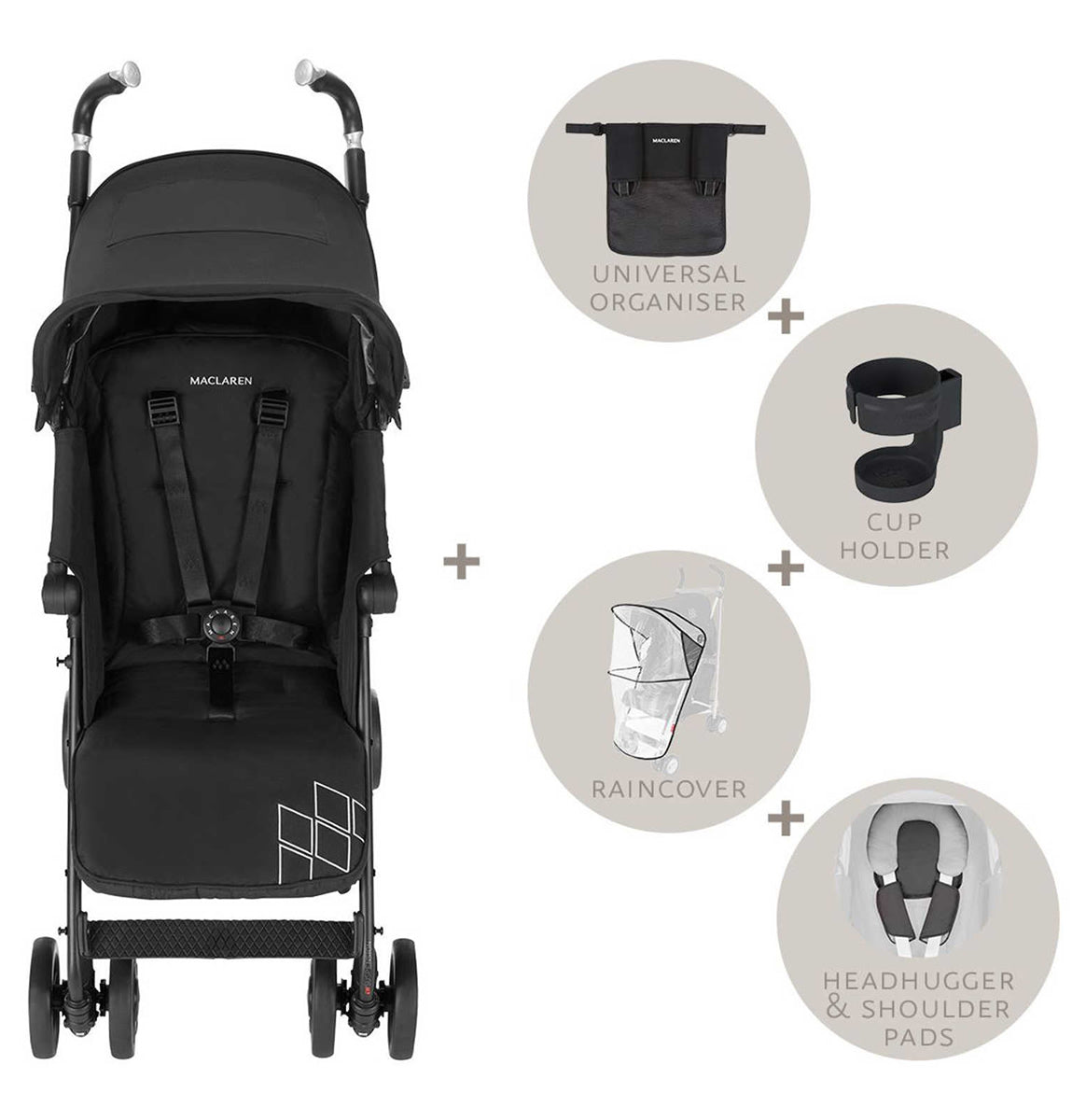 Maclaren 2016/2017 Techno XT Style Set Stroller - Black/Black