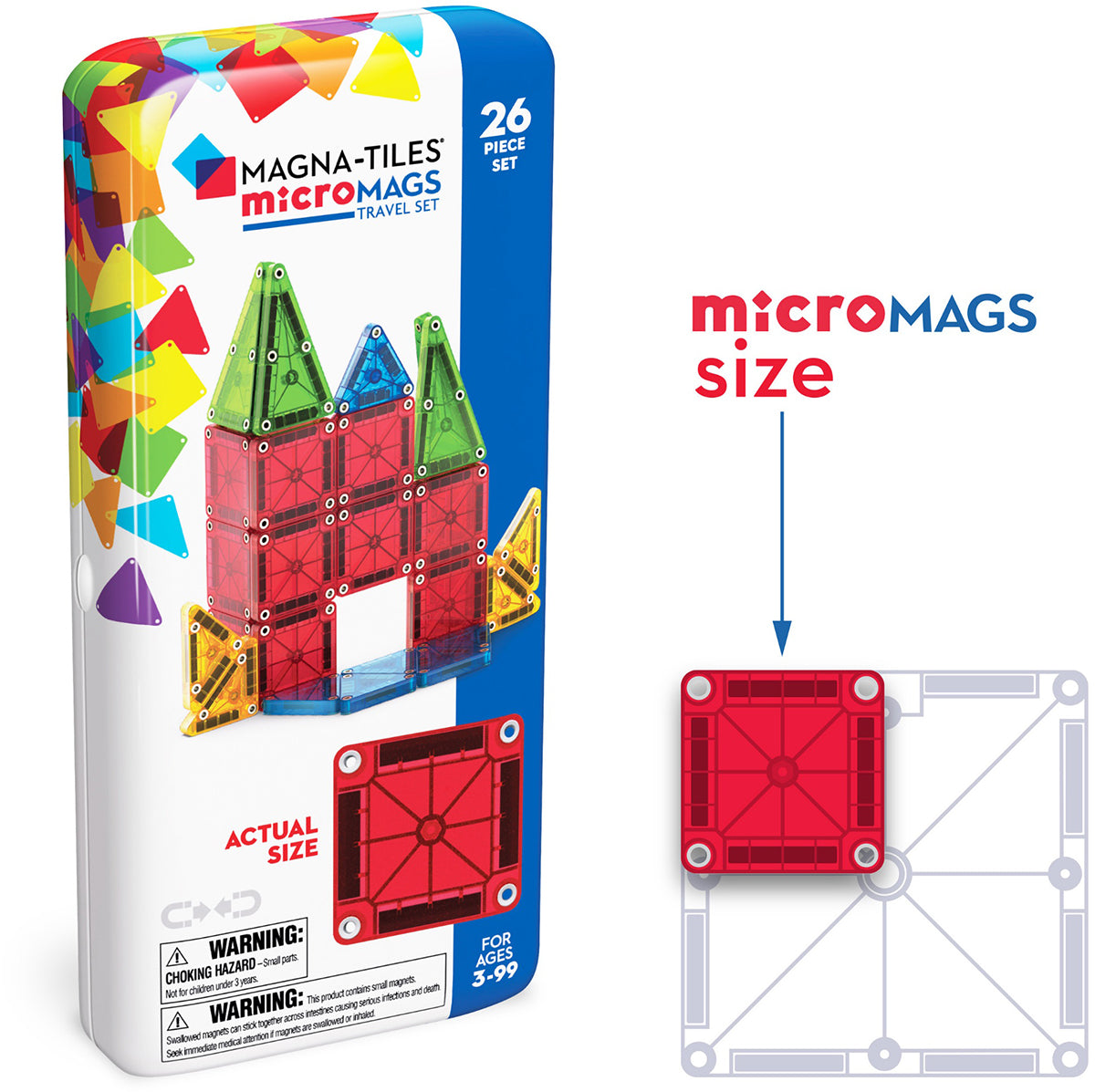 Magna-Tiles microMAGS, 26-Piece Travel Set