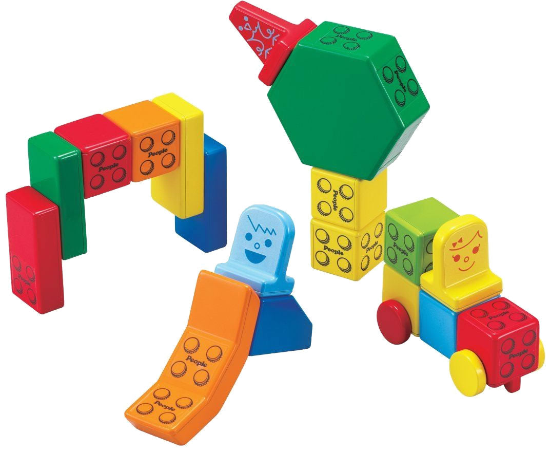 Magna-Tiles People Blocks, Solid Colors - 31 Piece Set