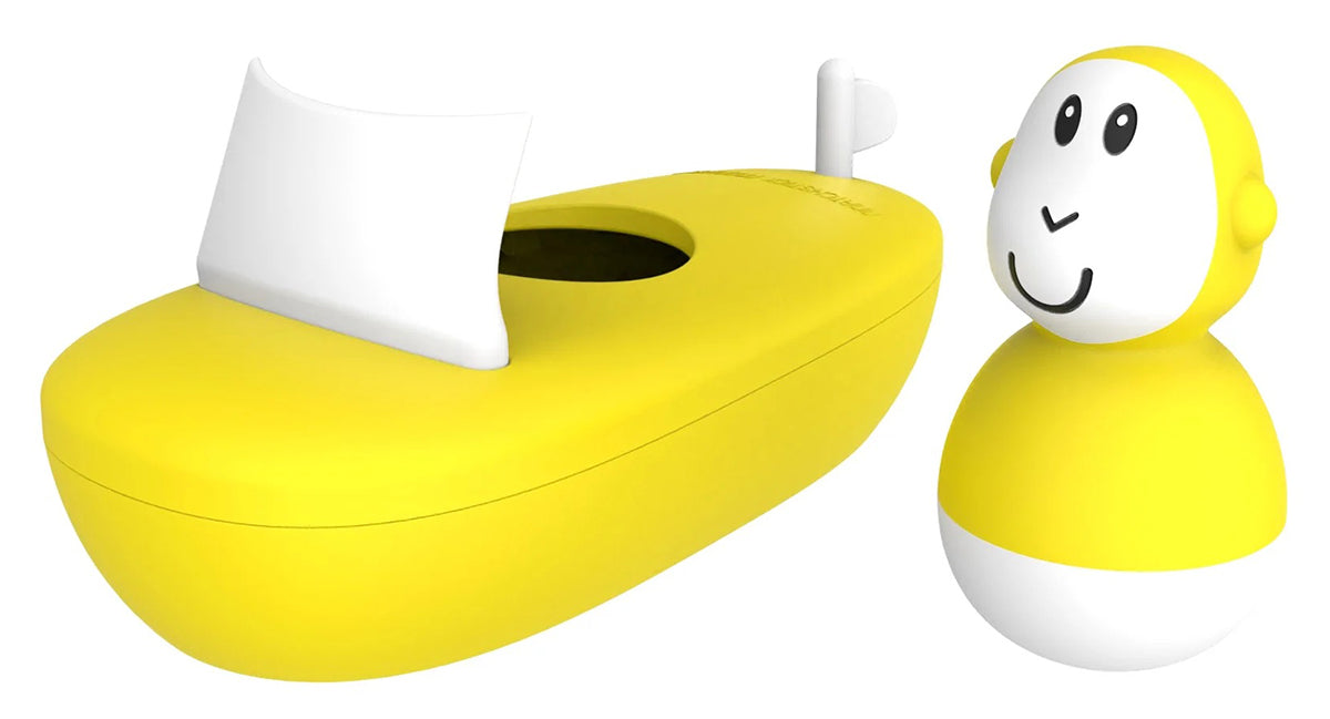 Matchstick Monkey Bathtime Boat Set - Yellow