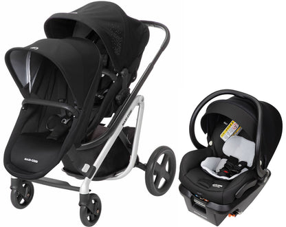 Maxi-Cosi Lila Double Stroller + Mico XP Max Travel System Bundle - Frequency Black / Nomad Black / Essential Black