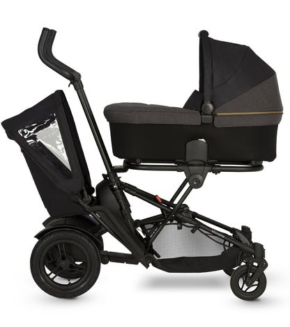 Micralite TwoFold Double Stroller + Bassinet - Carbon