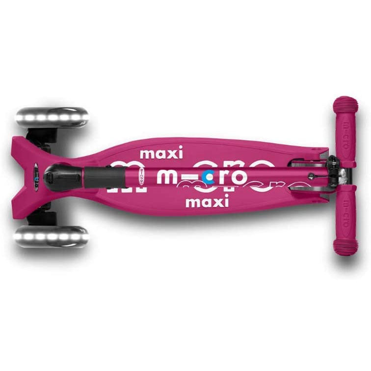 Micro Kickboard Maxi Deluxe Foldable LED Scooter - Berry Red