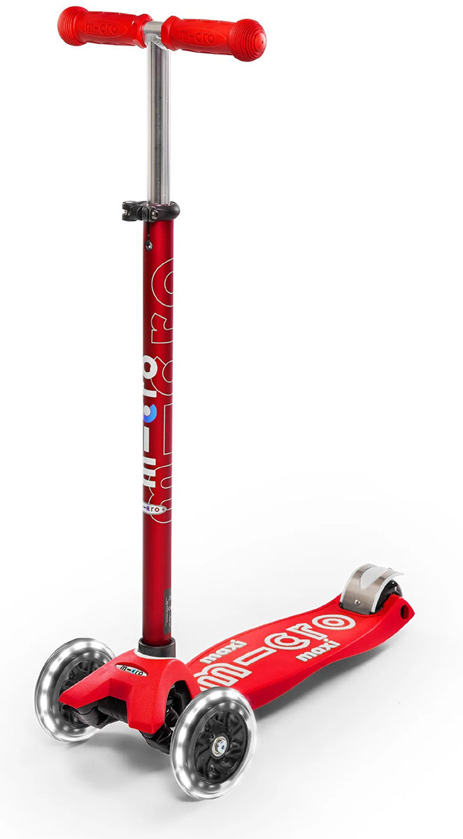 Micro Kickboard Maxi Deluxe LED Scooter (5-12 years) - Red