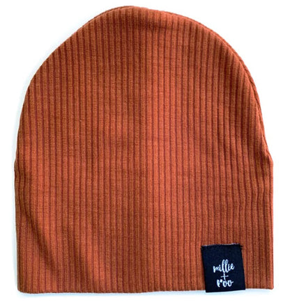 millie+roo Rib Beanie - Rust, Medium (18M-4Y)