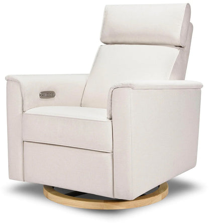 Monogram by Namesake Willa Electric Glider Recliner w/USB - Performance Cream Eco-Weave w/Light Wood Base