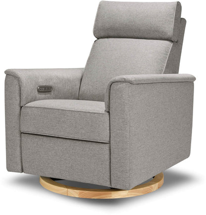 Monogram by Namesake Willa Electric Glider Recliner w/USB - Performance Grey Eco-Weave w/Light Wood Base