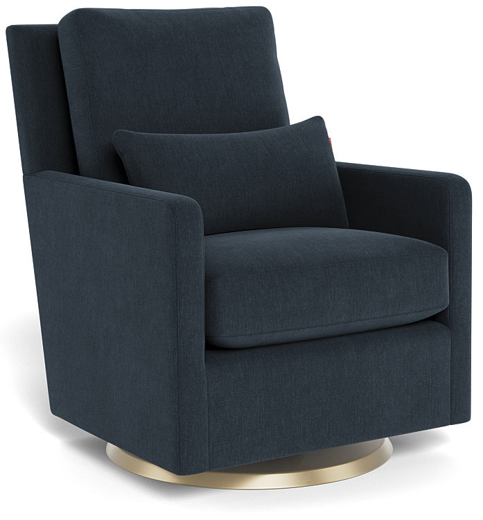 Monte Design Como Glider - Gold Swivel Base / Heathered Deep Navy Performance Fabric