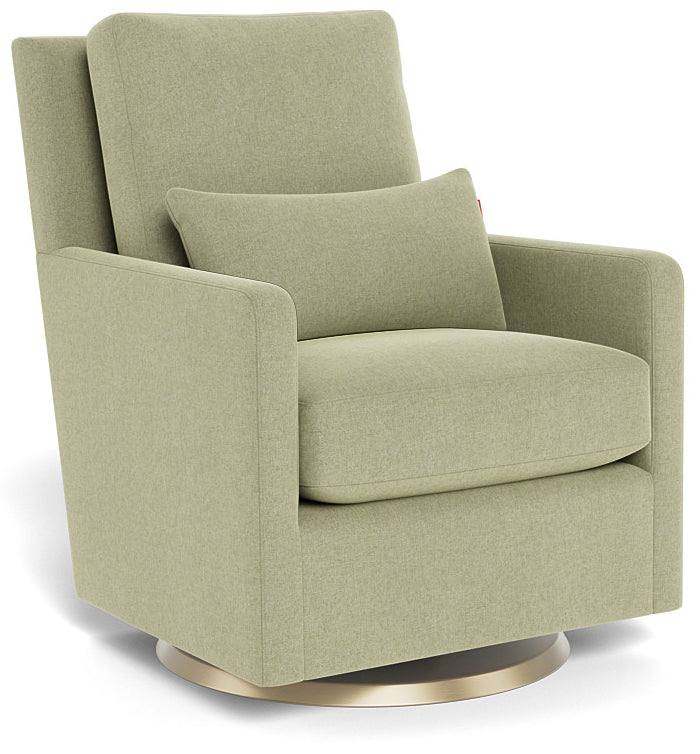 Monte Design Como Glider - Gold Swivel Base / Heathered Sage Green Performance Fabric