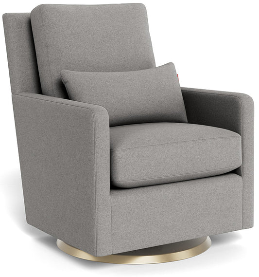 Monte Design Como Glider - Gold Swivel Base / Light Grey Italian Wool Fabric