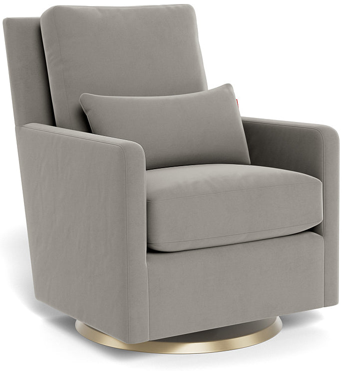 Monte Design Como Glider - Gold Swivel Base / Mineral Grey Performance Velvet Fabric