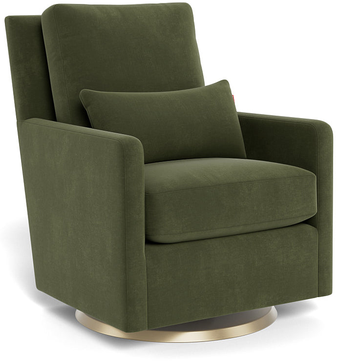 Monte Design Como Glider - Gold Swivel Base / Moss Green Performance Velvet Fabric