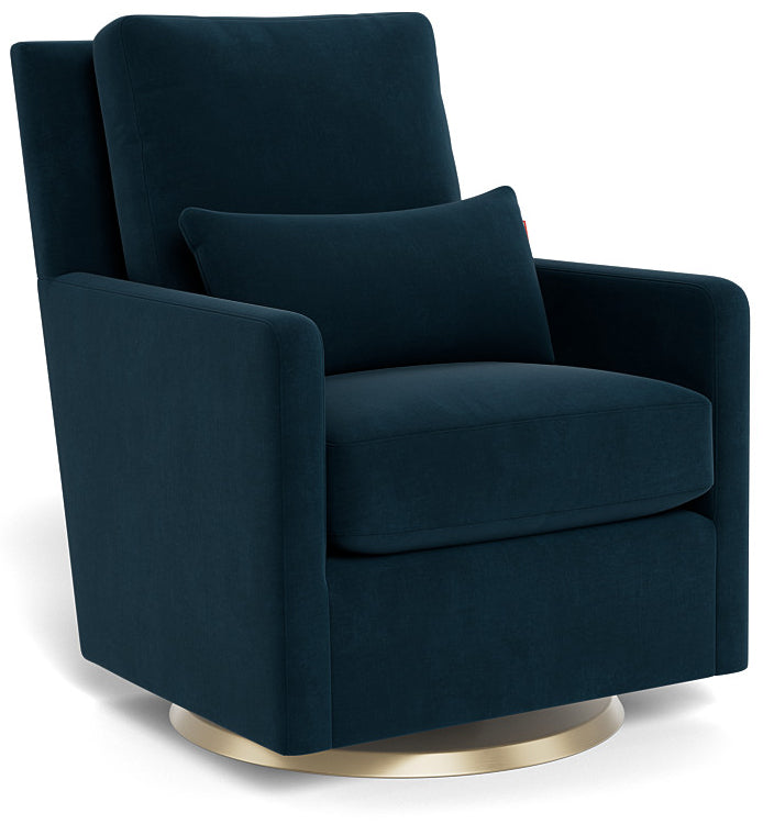 Monte Design Como Glider - Gold Swivel Base / Navy Performance Velvet Fabric