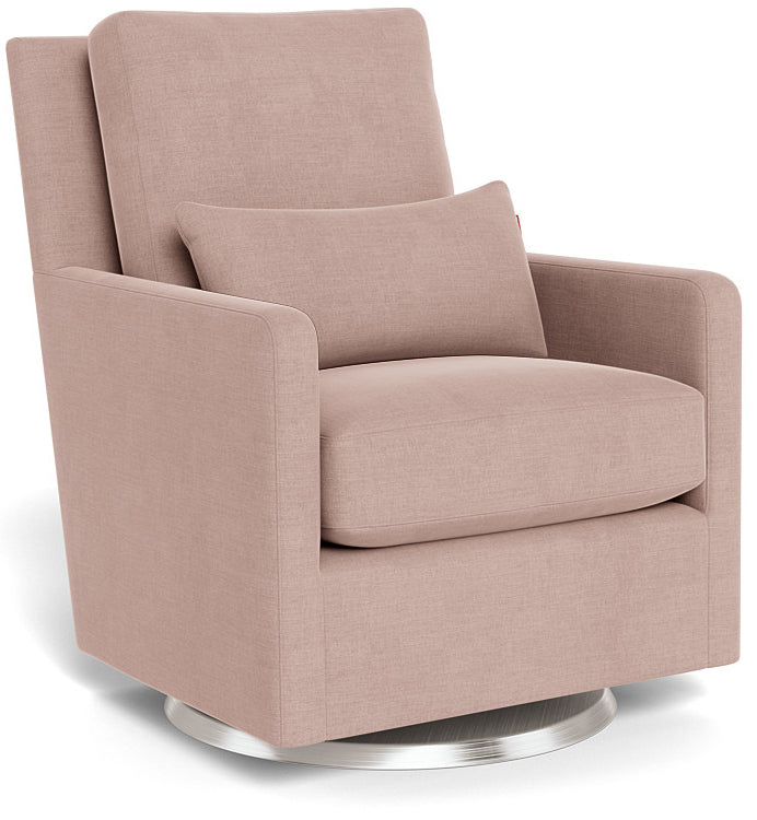 Monte Design Como Glider - Stainless Steel Swivel Base / Blush Brushed Cotton-Linen Fabric