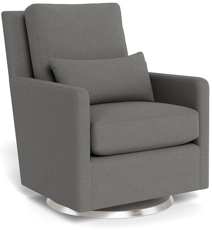 Monte Design Como Glider - Stainless Steel Swivel Base / Dark Grey Italian Wool Fabric