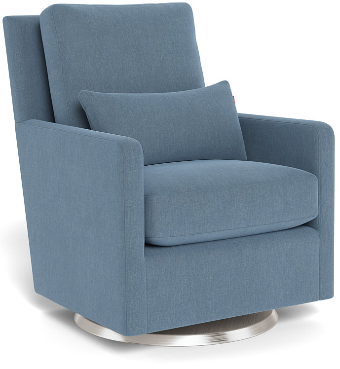 Monte Design Como Glider - Stainless Steel Swivel Base / Heathered Denim Blue Performance Fabric