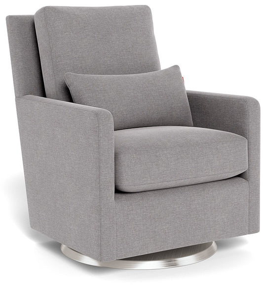 Monte Design Como Glider - Stainless Steel Swivel Base / Heathered Pebble Grey Performance Fabric