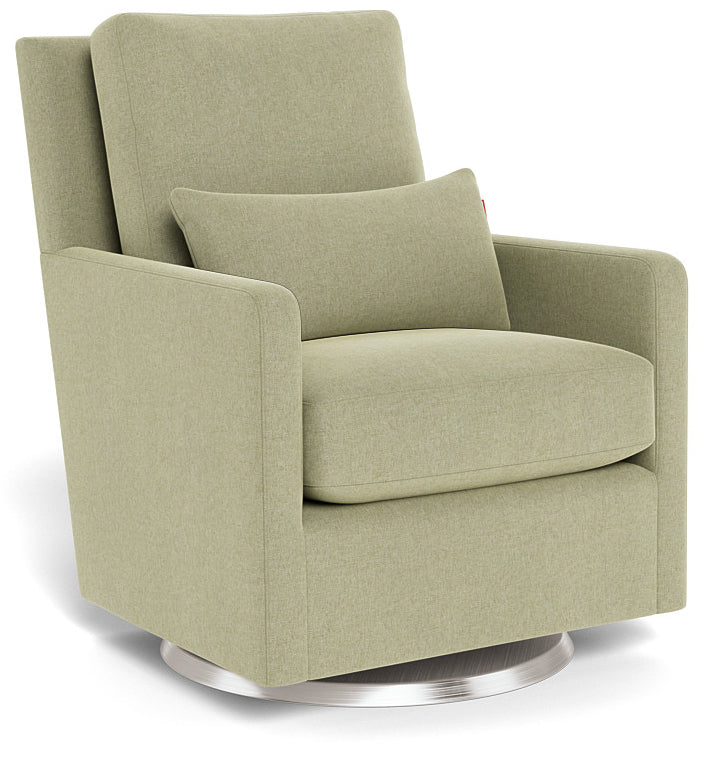 Monte Design Como Glider - Stainless Steel Swivel Base / Heathered Sage Green Performance Fabric