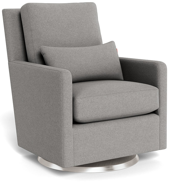 Monte Design Como Glider - Stainless Steel Swivel Base / Light Grey Italian Wool Fabric