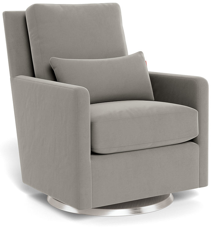 Monte Design Como Glider - Stainless Steel Swivel Base / Mineral Grey Performance Velvet Fabric