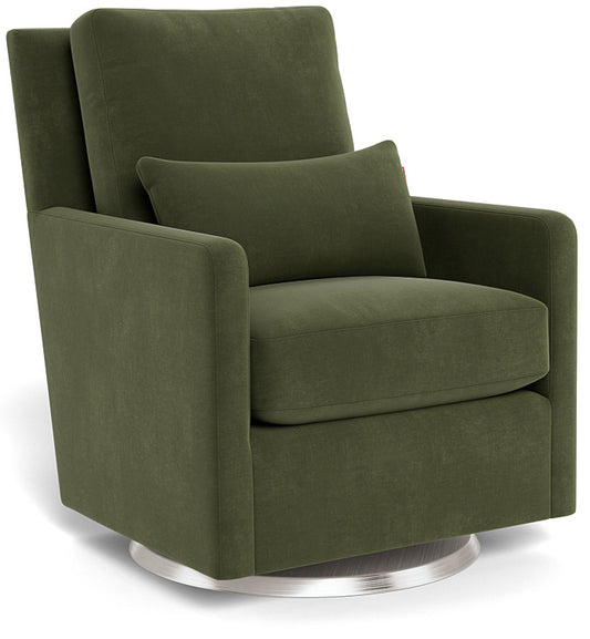 Monte Design Como Glider - Stainless Steel Swivel Base / Moss Green Performance Velvet Fabric